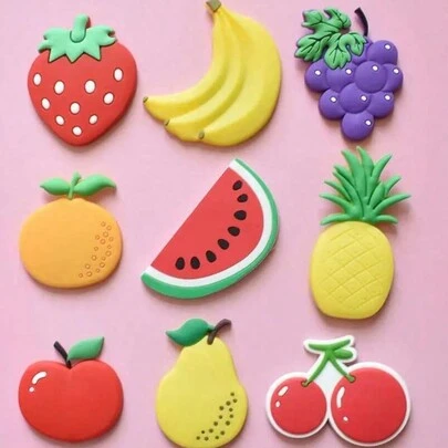 9pcs Randomly Cute Cartoon Fruit Magnets,Add Colorful Fun To Your Fridge With Creative Soft Rubber Stickers! Best Gifts Birthday,Room Decor , Ramadan Decor, Home Decor, Bathroom Decor