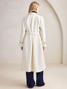 BizChic 女士复古红色衬里夹克，圣诞节、感恩节保暖长袖外套 - 米色 - 查看 3