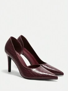 CUCCOO BIZCHIC Women Solid Color Pointed Toe Fashion Elegant Commuter High Heel Shoes - Red - View 2