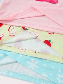 3 件套年轻女孩可爱公主苹果和雪花印花 T 恤，休闲日常穿着，春夏