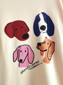 Tween Girls Dog Print Patchwork Striped Top & Comfortable Pants 2pcs Loungewear Set - Multicolor - View 8