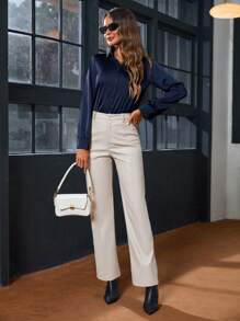 Aveloria Modichic 女式长袖纯色单排扣休闲/工作衬衫