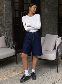 Livesso Shorts bermudas de mezclilla nuevos de mujer para otoño