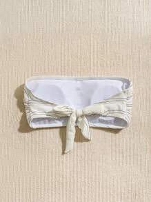 Women's Frill Trim Bandeau Swimwear Top Summer - White - View 2