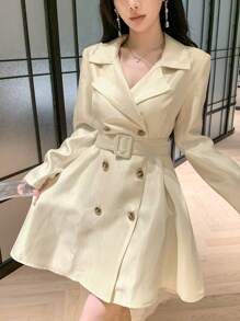 DAZY Women's Short Cocktail Party Dress, Suitable For Spring/Fall And Valentine's Day Prom Dress Long Sleeve Dress Elegant Women Dresses - Khaki - View 5