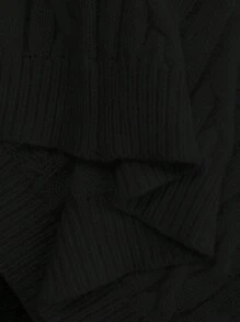 SHEIN LUNE Fashionable Blogger-Inspired 3D Twist Decor Round Neck Knitted Sweater, Versatile Autumn/Winter - Black - View 3