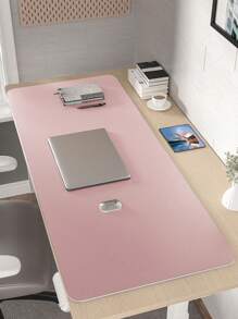 1pc Solid Large Gaming Mouse Pad, Simple Multifunctional Desk Mat For Office, School, Home Use - Pink - View 2