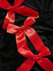 Set de 5 prendas de ropa interior de encaje y moño para mujer de talla grande