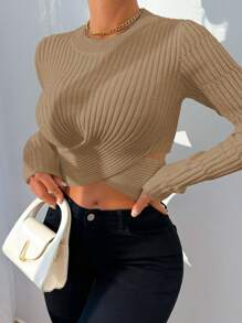 VaVaBold Women's Sweater, Women's Top, Knitted Long Sleeved White Cross Cut Cropped Backless Fit, Slit Cuffs, Sexy Slim Fit, Friends Gathering, All Season Autumn And Winter Women's Clothing
