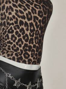 SHEIN ICON 女士豹纹露背简约休闲 Y2K 哥特式派对外出露背上衣，适合日常穿着 - 彩色 - 查看 9