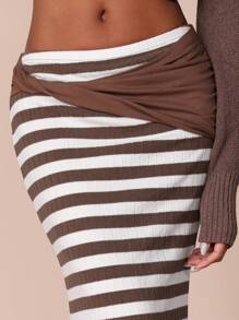 COSMINA Women Plain Color Block Simple A-Line Skirt, Casual Daily Wear - Multicolor - View 5