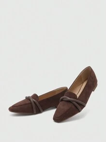 CUCCOO BIZCHIC Giày lười đế vuông màu cà phê đế mềm thoải mái cho nữ, thích hợp để đi làm hàng ngày và đi làm văn phòng - Cà phê nâu - Xem 5