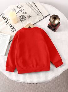 Young Girls Round Neck Long Sleeve Graphic Detail Casual Sweatshirt - Black - View 2