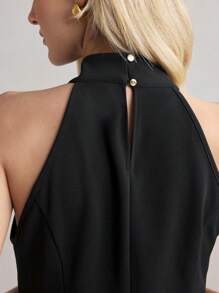 BizChic Women's Neck Halter Top, Elegant Office Commuter , Suitable For New Year, Date, Spring/Summer - Black - View 6