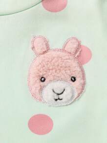 3pcs Young Girl' Cute Bear & Rabbit Pattern Comfortable Base Layer Thermal Underwear Set - Multicolor - View 5