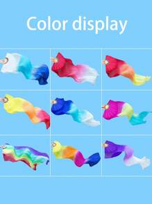 SHEIN 1pc Three Color Gradient Dance Fan, Ultra Long Tassel Design, Double-Sided Silk Fan For Square Dance, Very Suitable For Stage Performance, Dance Festival Parties, Sports Props