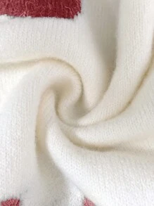 SHEIN Frenchy 大码优雅休闲豹纹提花串珠 A 字连衣裙 - 紅白色 - 查看 6