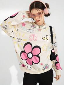 Bộ 2 quần nỉ và áo len họa tiết tiếng Anh Mỹ cổ điển cho bé gái tuổi teen - trắng - Xem 4