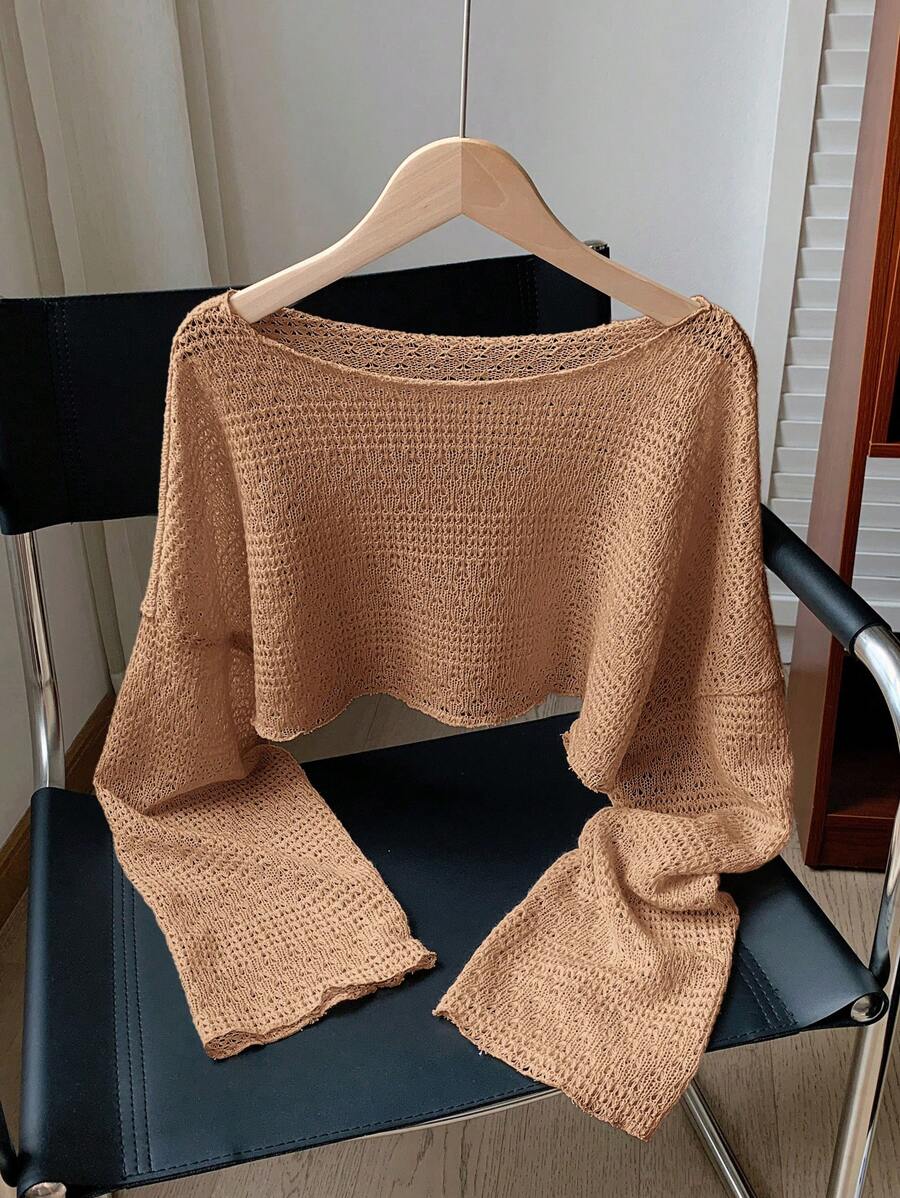 Comfortcana Women Plus Size Sheer Long Sleeve Blouse, Solid Color Minimalist, Casual And Daily Wear - Khaki - View 1