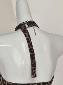 SHEIN ICON 女士豹纹露背简约休闲 Y2K 哥特式派对外出露背上衣，适合日常穿着 - 彩色 - 查看 4