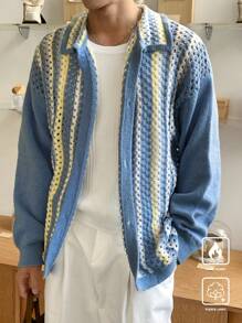 Claim Dot Herren Langarm Lässig Bluse mit Knopfleiste und Streifen, Alltagskleidung