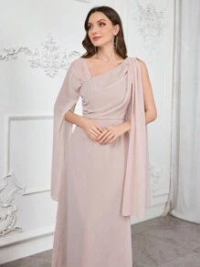 Modelyn Women's Solid Color Mesh Contrast Sleeveless Simple Long Dress Long Evening Dresses