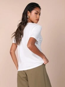 COSMINA 女款基本款白色刺绣吊带背心，秋冬款 - 白色 - 查看 2