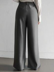Dazy-Less Conjunto de 2 peças de saia destacável feminina, estilo reto, calças casuais, roupas de trabalho femininas casuais para negócios - Cinza escuro - Ver 5