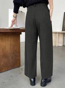 DAZY Women's Solid Straight Leg Loose Casual Commuter Pants - Grey - View 7