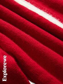 SHEIN 都市休闲风格女孩开衫毛衣，熊刺绣连帽长袖，适合秋冬季户外、学校、派对等场合 - 紅色 - 查看 6