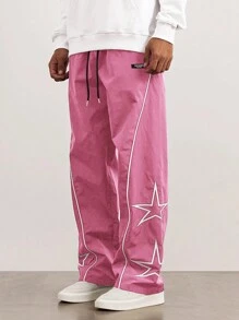 Manfinity Hypemode 男士宽松休闲星星图案抽绳腰裤，秋季