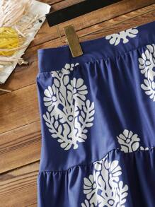 Lacomfia Falda acampanada de corte holgado y estampada con varias capas, de estilo casual para primavera/otoño, tallas grandes