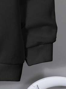 SHEIN EZwear 休闲简约“I Dant Care”字母图案超大加厚连帽卫衣，适合秋冬季 - 黑色 - 查看 4
