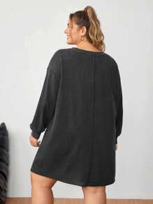 SHEIN CURVE+ Robe en mousseline de soie avec col ajouré, effet flocon de neige et délavé, pour femmes grande taille