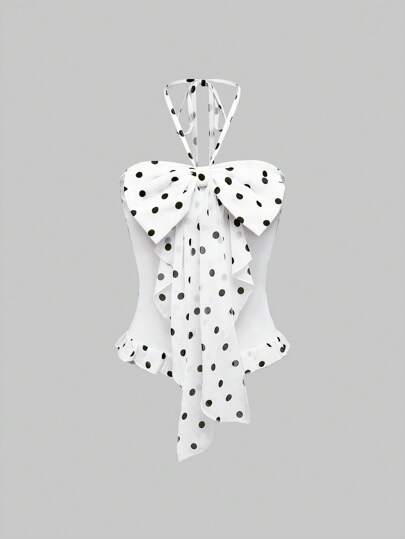 J-Fashion Women's Tank Top With Large Bow Decor Neck