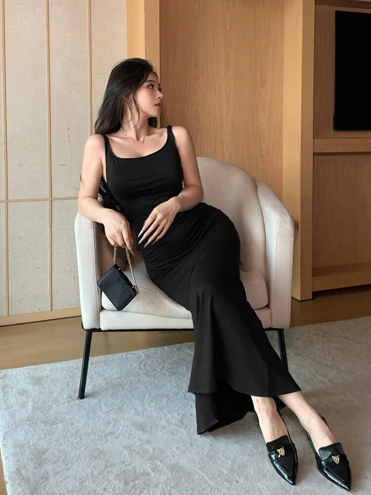 Women's Simple Elegant Midi Wrap Slip Dress For Summer, Valentine's Day Sundress,Dress For Wedding