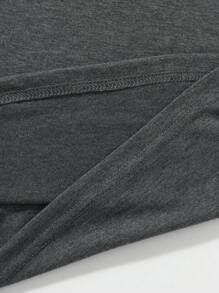 INAWLY Cute Hippo & Crescent Moon Print Round Neck T-Shirt, For Hippo Lovers - Grey - View 4