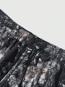 Street Life Spring/Summer Casual Graphic Men'S Letter Graphic Woven Shorts, Perfect For Daily Wear In Spring And Summer, School - Black - View 3