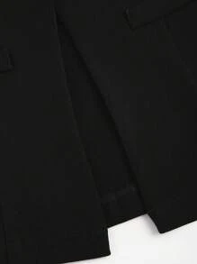 Sweetra Top tubo minimalista de mujer con cuello en V y bajo con abertura en unicolor - Negro - Ver 4