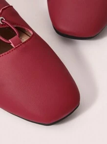 CUCCOO DOLLMOD Bailarinas planas tipo Mary Jane para mujer con punta redonda, suela suave y cómoda, y correa elástica - Burdeos - Ver 3