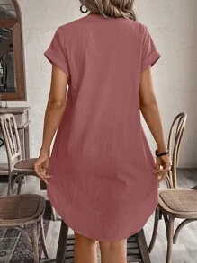 EMERY ROSE 女士纯色前扣短袖简约休闲短裙