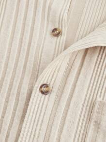 Manfinity Homme Men'S Solid Button-Up Long Sleeve Shirt And Pants Set, Autumn - Apricot - View 5