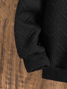 SHEIN Tween Boy Solid Round Neck Long Sleeve Sweatshirt With Emblem, Casual For Everyday Wear, School, Campus, College Chic Outfits For Autumn/Winter