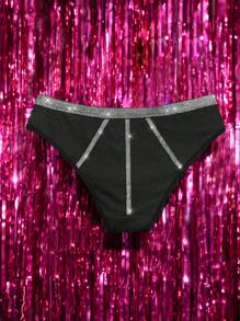 Women's Silver Ribbon Insert Seamless Panties - Black - View 7