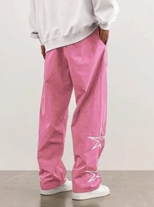 Manfinity Hypemode 男士宽松休闲星星图案抽绳腰裤，秋季