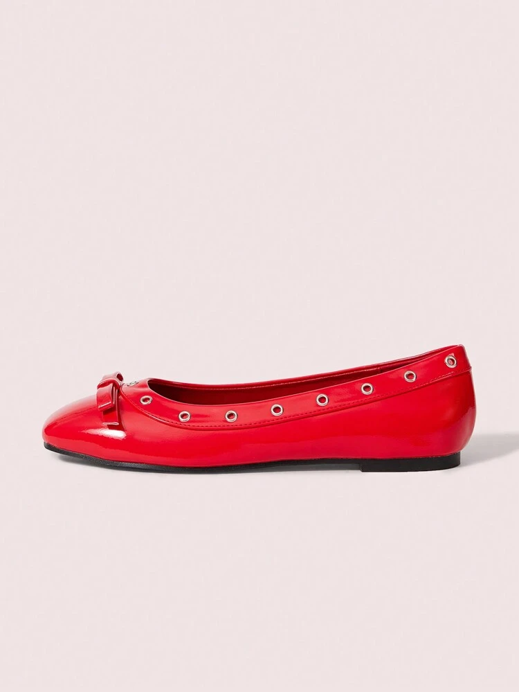 CUCCOO DOLLMOD 1 Pair Women Ruched Red Flat Shoes, Fashionable For Daily Commuting