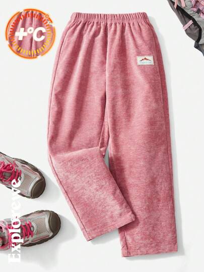 SHEIN 1pc Girls Youth Relaxed Fit Straight Leg Sweatpants, Soft Terry Cloth Fabric, Suitable For Outdoor/Casual/School, Spring/Autumn