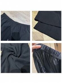 Sweetra Pantalones anchos de talla grande de unicolor casual con cordón y cintura elástica