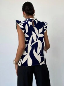 Firerie Blusa elegante con estampado floral y mangas de campana, adecuada para el verano y el uso diario
