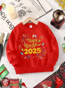 Young Girls Round Neck Long Sleeve Graphic Detail Casual Sweatshirt - Black - View 1